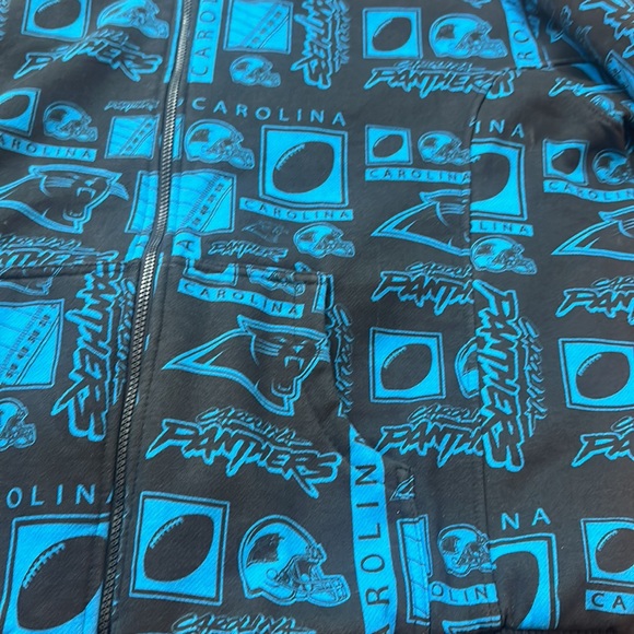 NFL mens XL graffiti art reversible hooded sweatshirt hoodie Carolina Panthers - Picture 5 of 14
